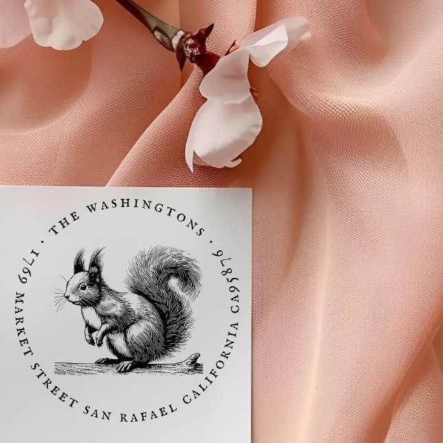 Round Vintag Red Squirrel Name & Rücksendeadresse Gummistempel (Von Creator hochgeladen)