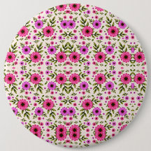 Round wall clock with a vibrant floral design