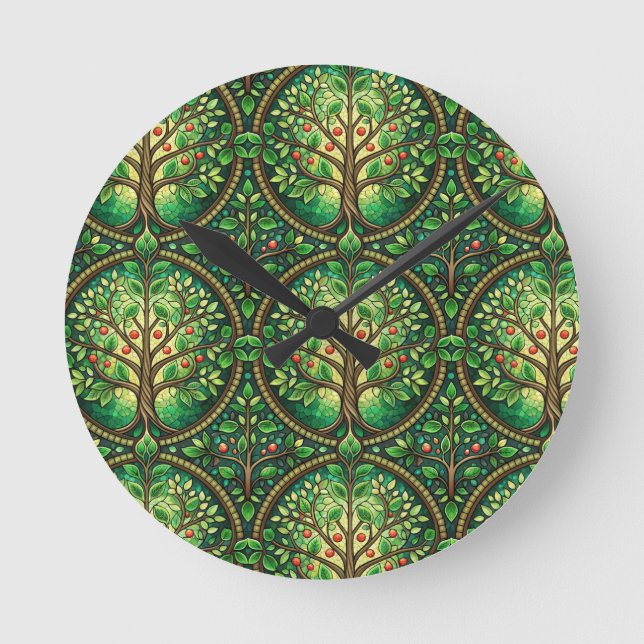 Round wall clock with a vibrant tree pattern runde wanduhr (Vorderseite)