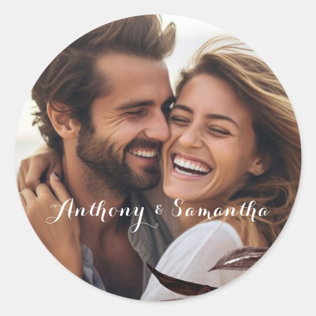 Round Wedding Couple Sticker (Vorderseite)