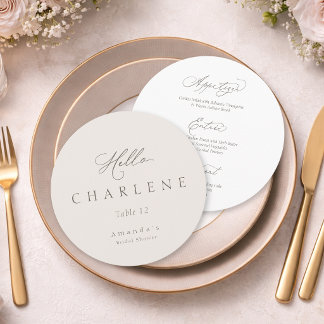 Round Wedding Menu Card Minimal Bridal Shower Menükarte