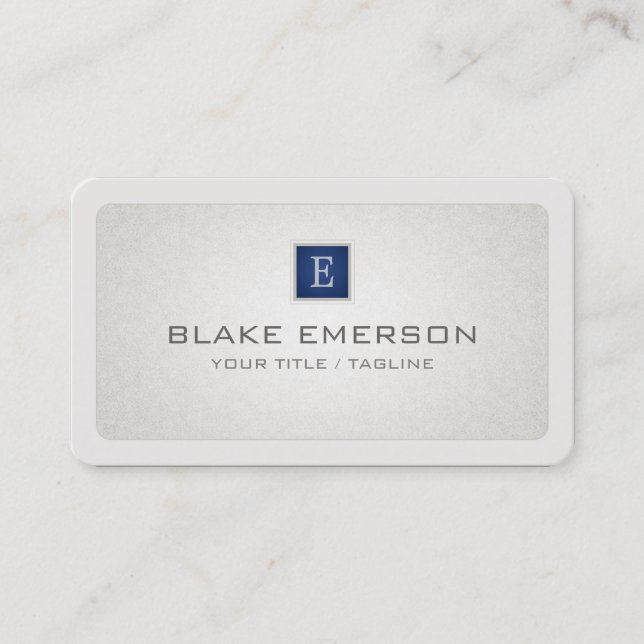 Rounded Beruflich Custom Monogram Blue Accent Visitenkarte (Vorderseite)