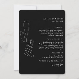 Rounded Black Elegant Wedding Menu Einladung