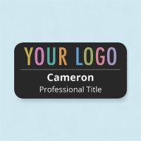 Rounded Black Name Tag mit Logo-Button oder Magnet