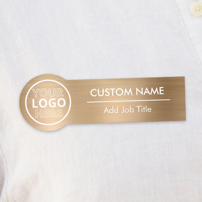 Rounded Brushed Metallic Gold Clothes Mitarbeiter Namensschild (Rounded Brushed Metallic Gold Clothes Employee Name Tag
)