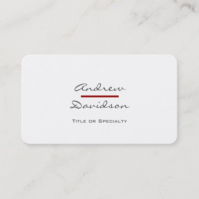 Rounded Corner Script Grau White Business Card Visitenkarte (Vorderseite)