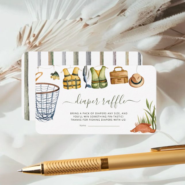 Rounded Fishing Baby Shower Diaper Raffle  Begleitkarte (Von Creator hochgeladen)