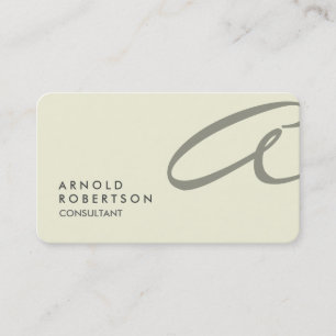 Rounded Monogram Schlicht Beige Trendy Business Ca Visitenkarte