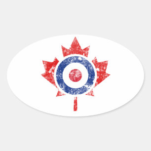 Roundel Canada Curling Hockey Target Grunge Ice Ovaler Aufkleber