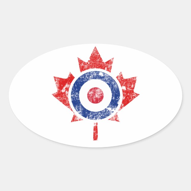 Roundel Canada Curling Hockey Target Grunge Ice Ovaler Aufkleber (Vorderseite)