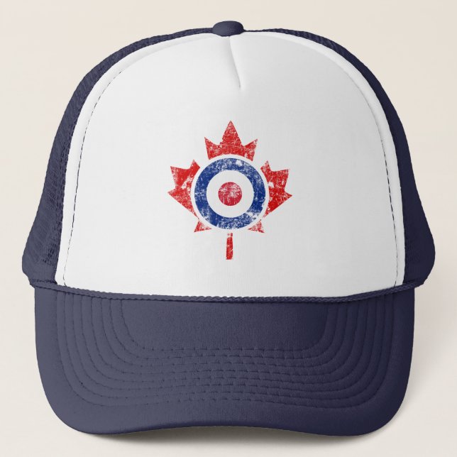 Roundel Canada Curling Hockey Target Grunge Ice Truckerkappe (Vorderseite)