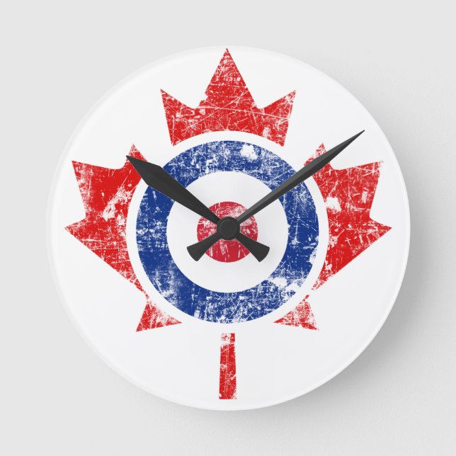 Roundel Kanada kräuselnHockey-Ziel-Schmutz-Eis Runde Wanduhr (Vorderseite)