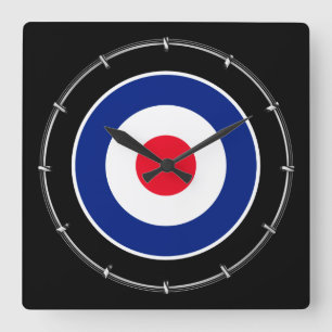 Roundel klassische Ziel-Grafik Quadratische Wanduhr