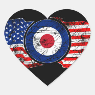 Roundel Mod USA Target Scooter Herz-Aufkleber