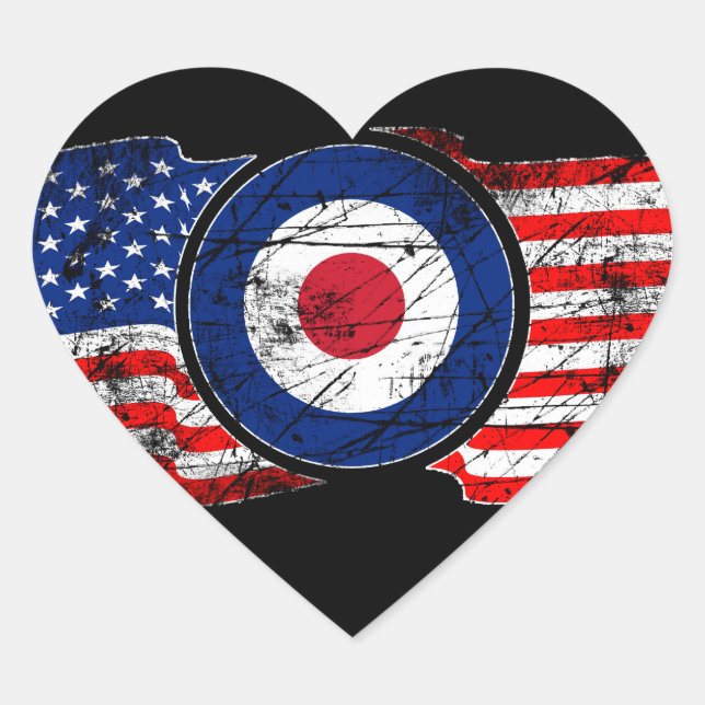 Roundel Mod USA Target Scooter Herz-Aufkleber (Vorderseite)