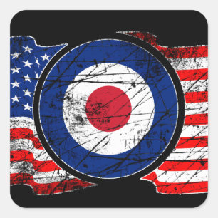 Roundel Mods USA Ziel Scooter Quadratischer Aufkleber