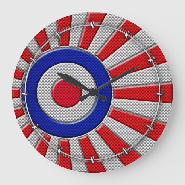 Roundel Sunburst Design Carbon Fibre Style Dekorat Große Wanduhr (Vorderseite)