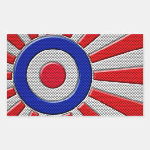 Roundel Sunburst Design Carbon Fibre Style Dekorat Rechteckiger Aufkleber