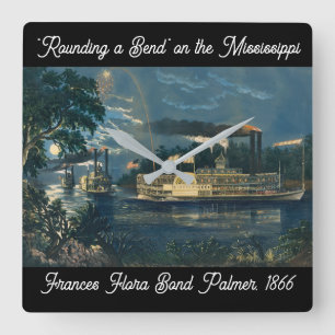 "Rounding a Bend" auf dem Mississippi: Quadratische Wanduhr