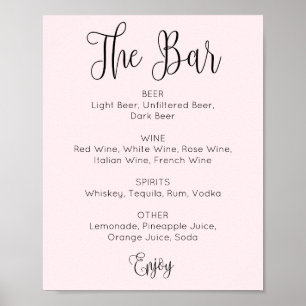 Roush simple Skript Hochzeit Bar. Alkohol Poster