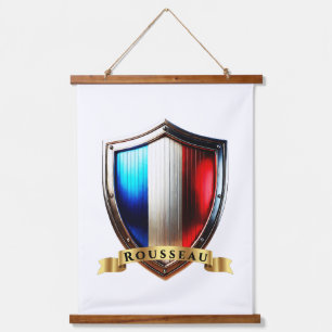 Rousseau Frankreich Heraldische Namensschild Wandteppich Mit Holzrahmen