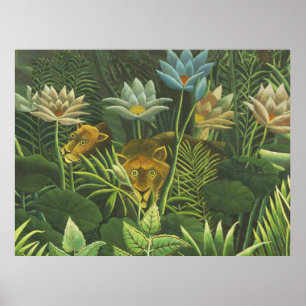 Rousseau Jungle Tropical Lion Art Printwerbung Poster