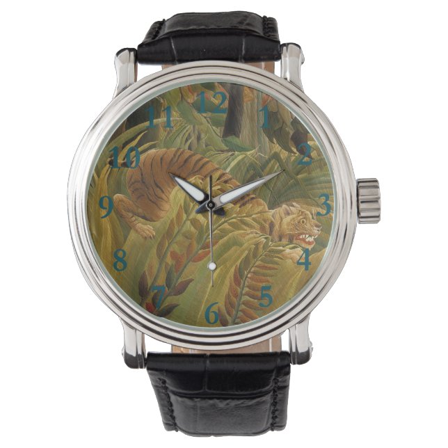 Rousseau Jungle Tropical Tiger Art Armbanduhr (Vorderseite)