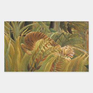 Rousseau Jungle Tropical Tiger Art Rechteckiger Aufkleber