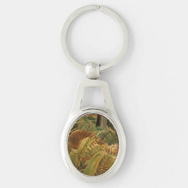 Rousseau Jungle Tropical Tiger Art Schlüsselanhänger (Vorderseite)