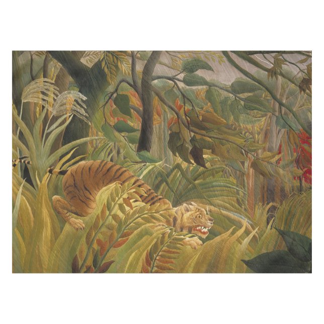 Rousseau Jungle Tropical Tiger Art Tischdecke (Vorderseite (Horizontal))