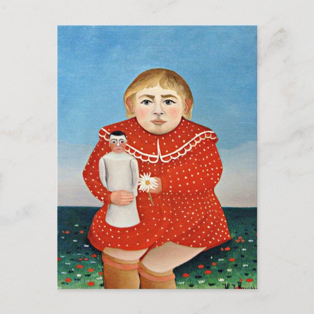 Rousseau - Kind mit Puppe Postkarte (Vorderseite)