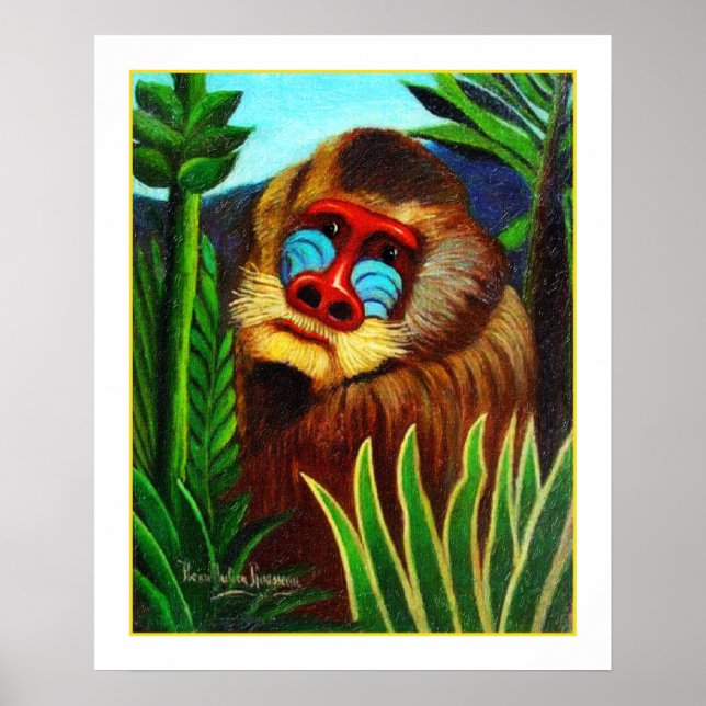 Rousseau - Mandril im Dschungel (Anpassung) Poster (Vorne)
