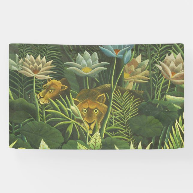 Rousseau Tropischer Jungle Löwenmalerei Banner (Horizontal)