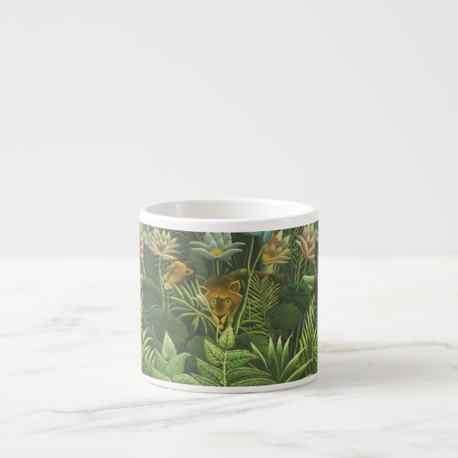 Rousseau Tropischer Jungle Löwenmalerei Espressotasse (Vorderseite)