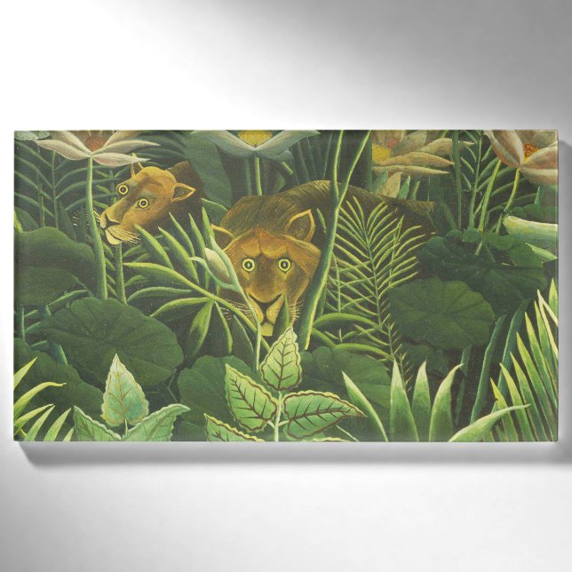 Rousseau Tropischer Jungle Löwenmalerei Namenschild (Vorderseite)