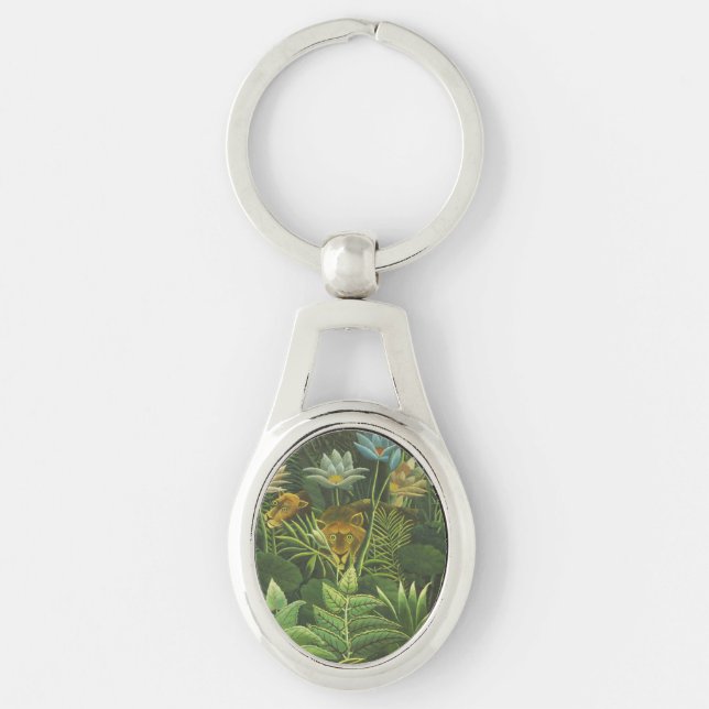 Rousseau Tropischer Jungle Löwenmalerei Schlüsselanhänger (Vorderseite)