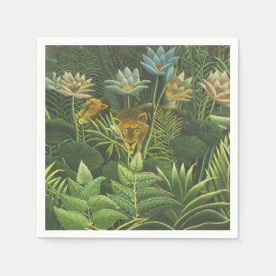 Rousseau Tropischer Jungle Löwenmalerei Serviette