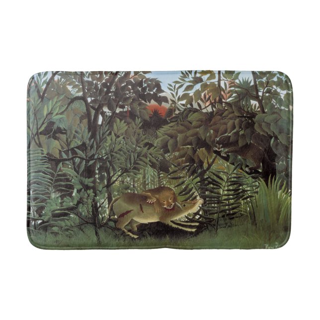 Rousseau's Hungry Lion Art Badematte (Vorderseite)