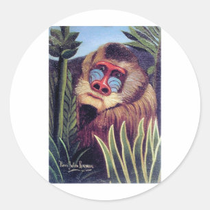 Rousseaus "Mandrill in the Dschungel" (ca. 1909) Runder Aufkleber