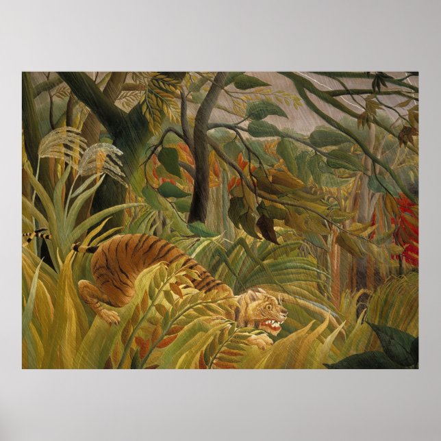 Roussequ Jungle Tropical Tiger Art Poster (Vorne)