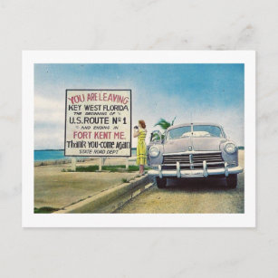 Route 1, Key West, Florida Retro Vintage Postkarte