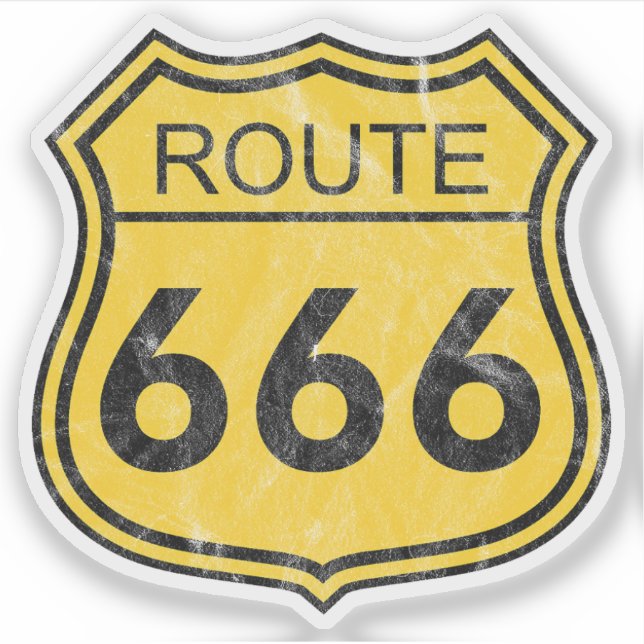 Route 666 (gelb) aufkleber (Vorderseite)
