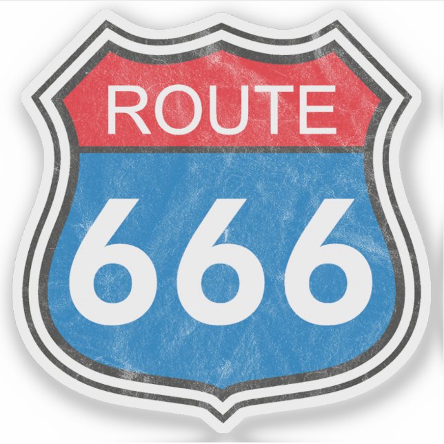 Route 666 (rot-blau) aufkleber (Vorderseite)