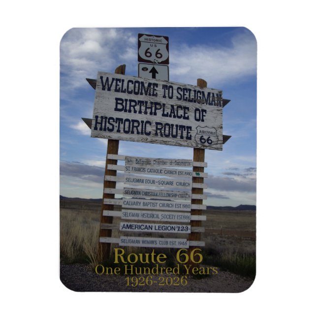 Route 66 - 100 - 100 Jahre alt 1026 - 2026 Magnet (Vertikal)
