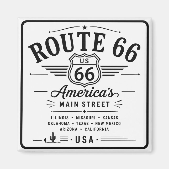 Route 66 American Highway Schild Magnet (Vorne)