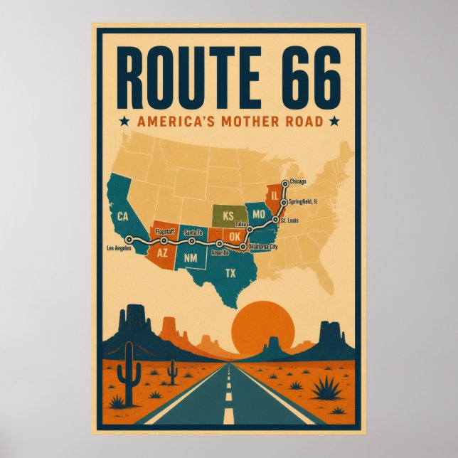 Route 66 Amerikas Mutterstraße Poster (Vorne)
