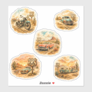 Route 66 Aquarell-Wüstenabenteuer Aufkleber