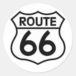 Route 66 Autobahn Unterkunft Bekleidung & Geschenk Runder Aufkleber