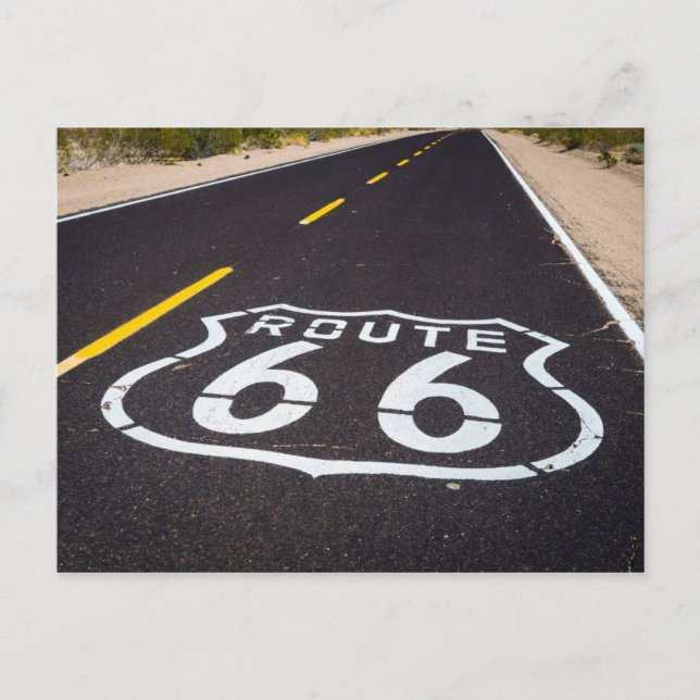 Route 66 Autobahnmarkierung, Arizona Postkarte (Vorderseite)
