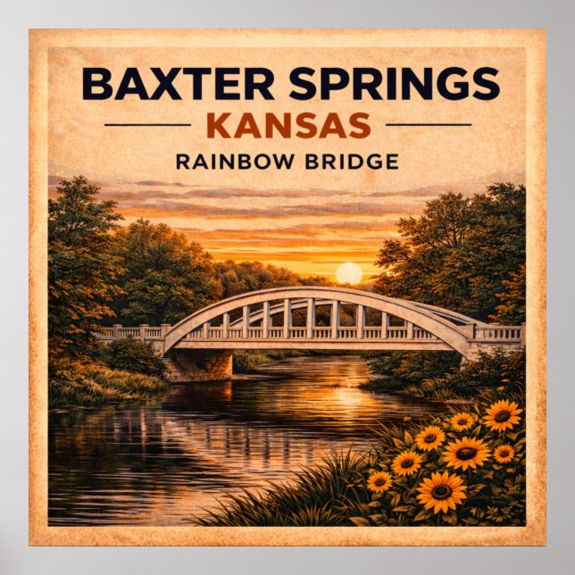 Route 66 Baxter Springs Rainbow Bridge Poster (Vorne)